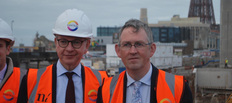 Paul with Michael Gove seeing how Levelling Up funding is transforming Blackpool